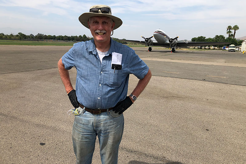 John Mahany with DC3 airplane